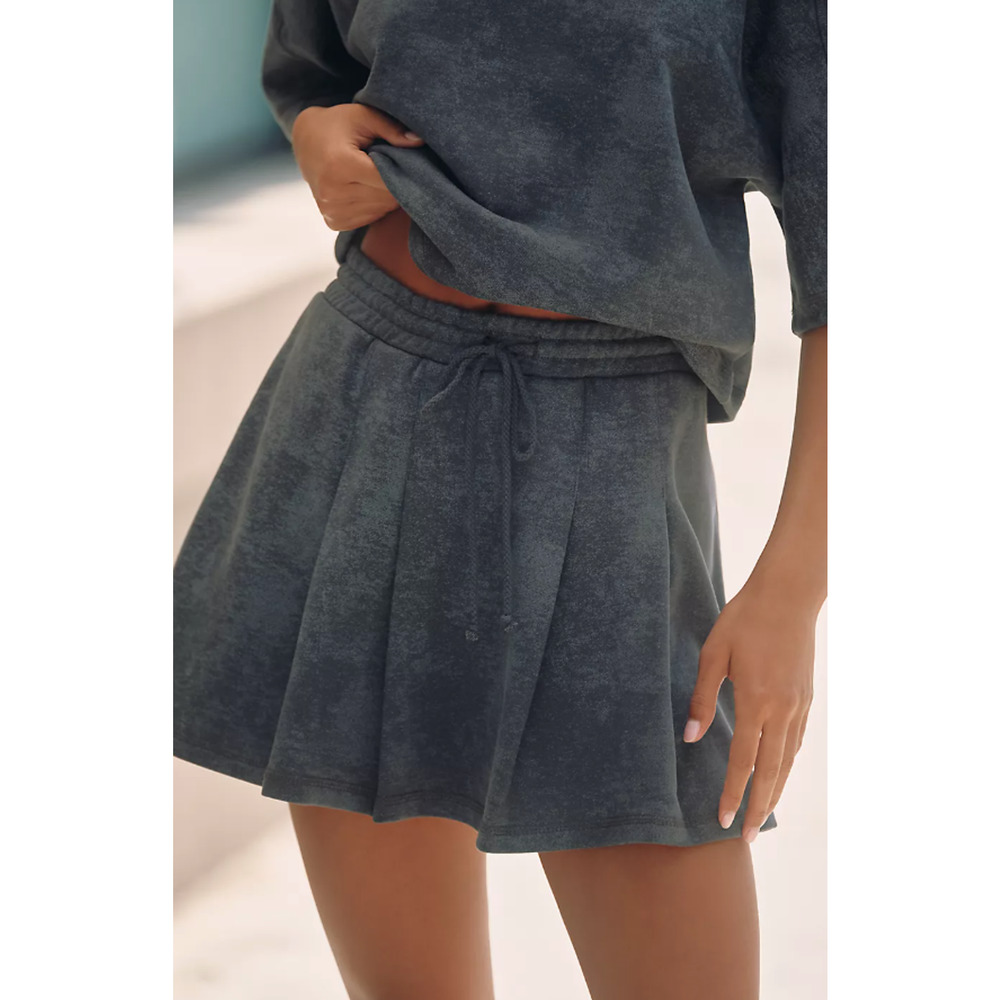 Anthopologie x Daily Practice Pull-On Washed Mini Skirt Grey Size L NWT - Picture 3 of 5